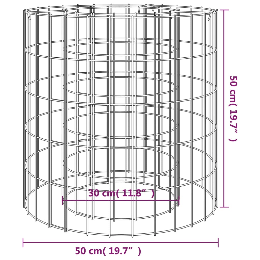 vidaXL Vatră de foc din gabion Ø 50 cm fier galvanizat vidaXL Vatră de foc din gabion Ø 50 cm fier galvanizat
