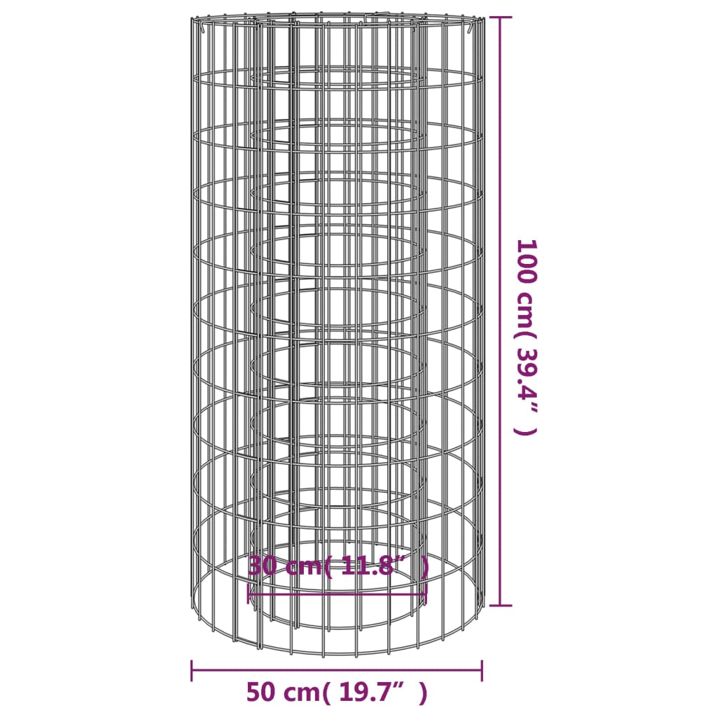 vidaXL Vatră de foc din gabion Ø 50 cm fier galvanizat