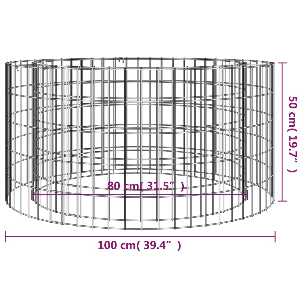 vidaXL Vatră de foc din gabion Ø 100 cm, fier galvanizat