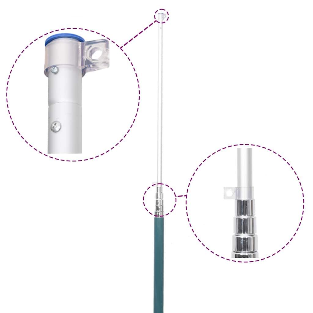 vidaXL Stâlp de steag telescopic, argintiu, 5,55 m, aluminiu vidaXL Stâlp de steag telescopic, argintiu, 5,55 m, aluminiu