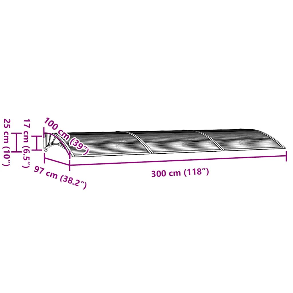 vidaXL Copertină de ușă, negru, 300x100 cm, policarbonat vidaXL Copertină de ușă, negru, 300x100 cm, policarbonat