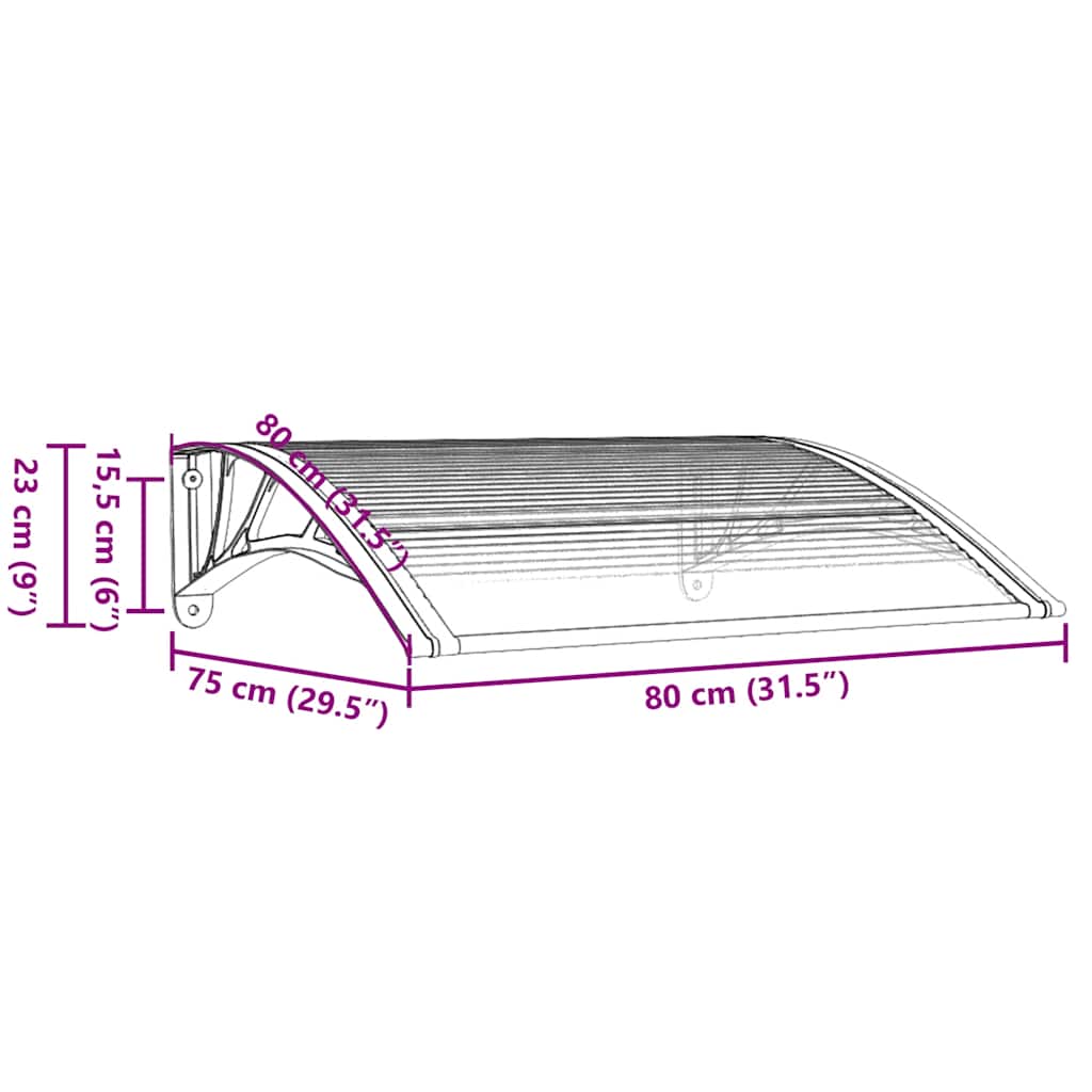 vidaXL Copertină de ușă, gri și transparent, 80x75 cm, policarbonat vidaXL Copertină de ușă, gri și transparent, 80x75 cm, policarbonat