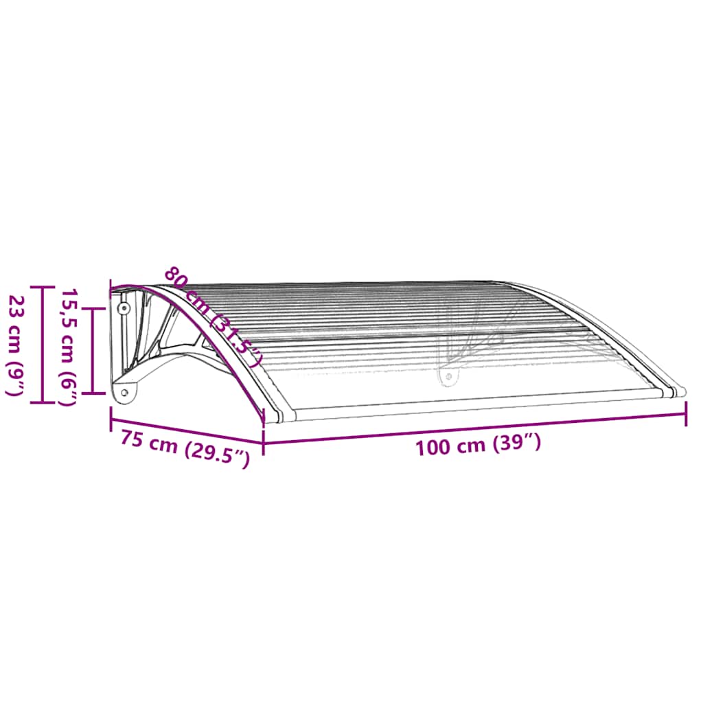 vidaXL Copertină de ușă, negru și transparent, 100x75 cm, policarbonat vidaXL Copertină de ușă, negru și transparent, 100x75 cm, policarbonat