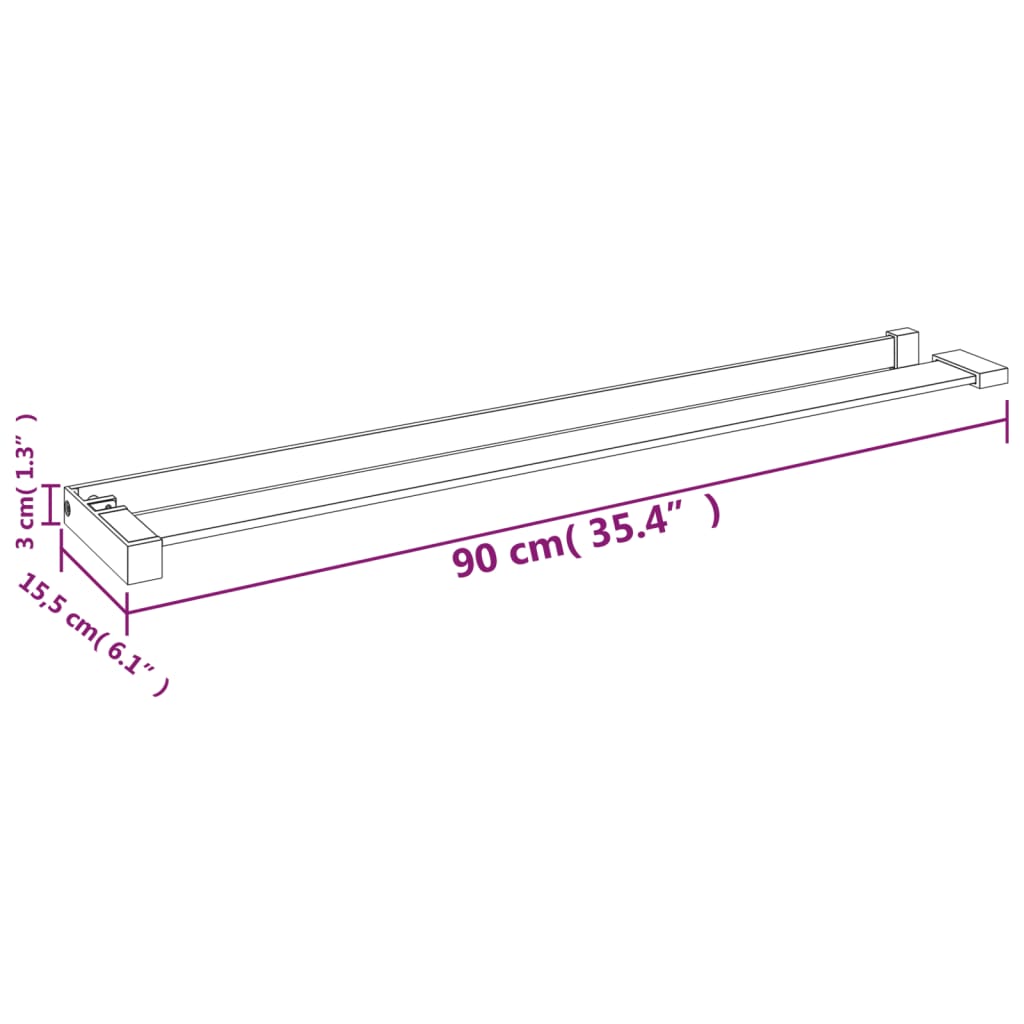 vidaXL Raft de duș pentru perete cabină de duș, negru, 90 cm, aluminiu vidaXL Raft de duș pentru perete cabină de duș, negru, 90 cm, aluminiu
