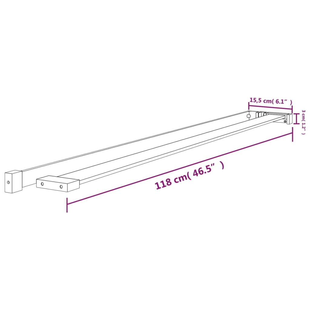 vidaXL Raft de duș pentru perete cabină de duș negru, 118 cm, aluminiu vidaXL Raft de duș pentru perete cabină de duș negru, 118 cm, aluminiu
