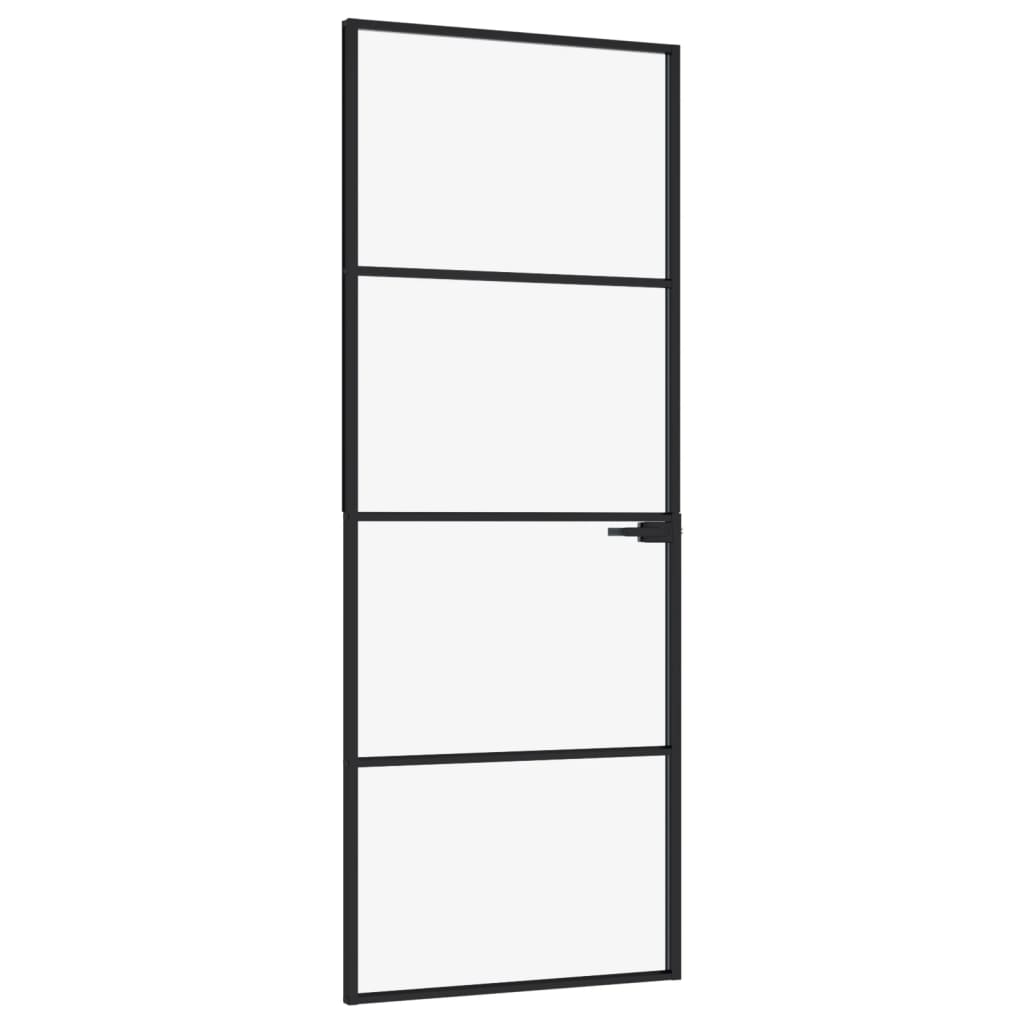 vidaXL Ușă de interior negru 76x201,5 cm sticlă securiz./aluminiu slim