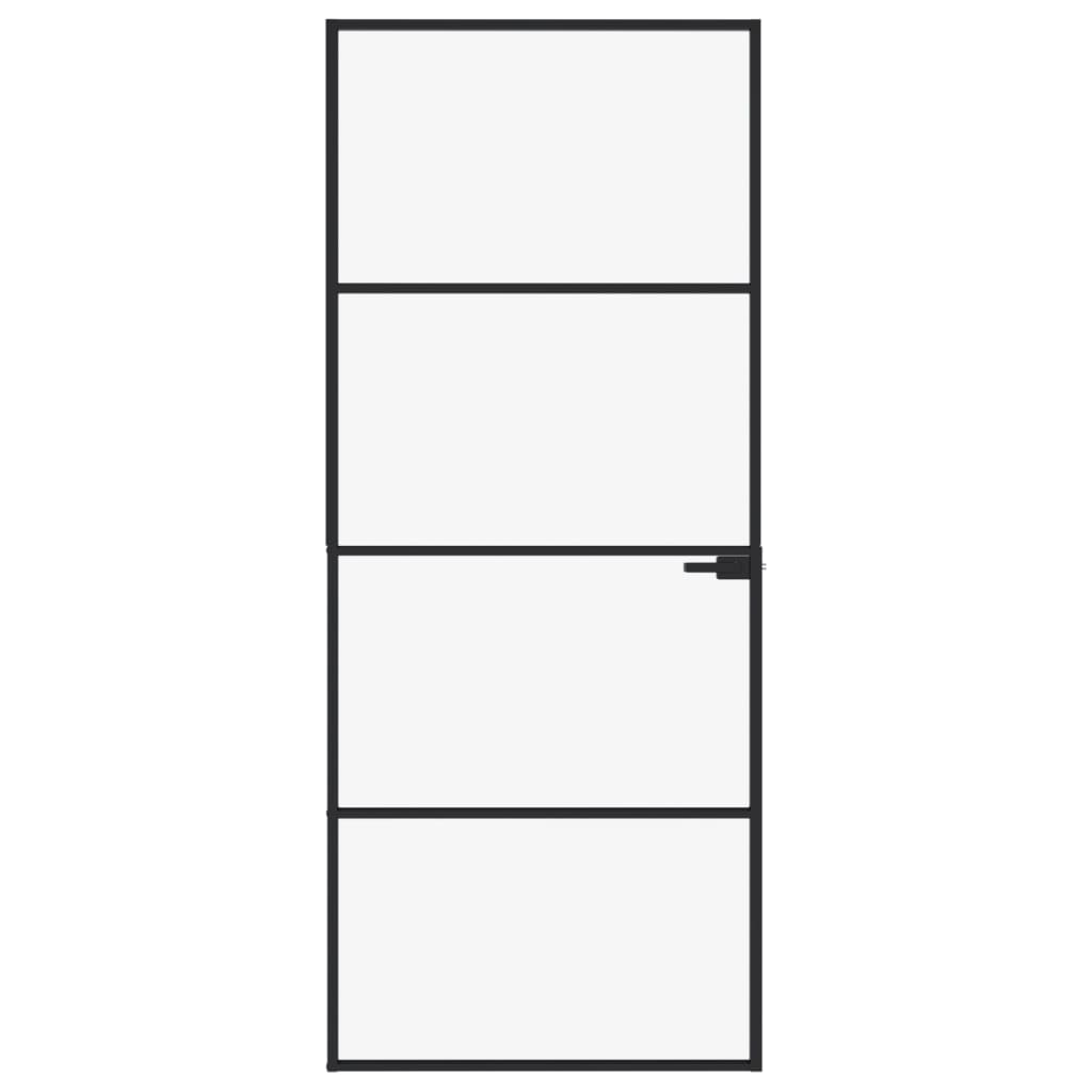 vidaXL Ușă de interior negru 83x201,5 cm sticlă securiz./aluminiu slim vidaXL Ușă de interior negru 83x201,5 cm sticlă securiz./aluminiu slim