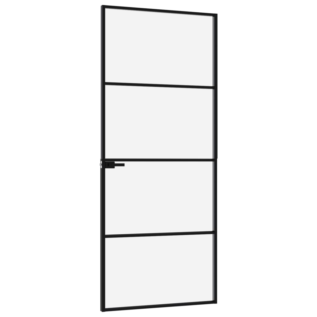 vidaXL Ușă de interior negru 83x201,5 cm sticlă securiz./aluminiu slim vidaXL Ușă de interior negru 83x201,5 cm sticlă securiz./aluminiu slim