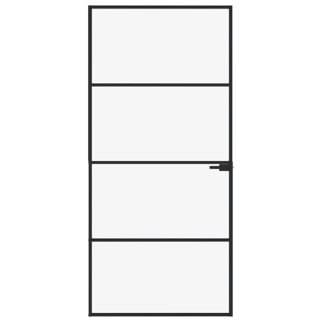 vidaXL Ușă de interior negru 93x201,5 cm sticlă securiz./aluminiu slim vidaXL Ușă de interior negru 93x201,5 cm sticlă securiz./aluminiu slim