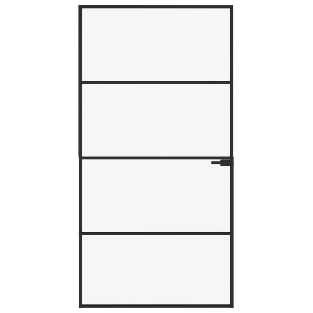 vidaXL Ușă de interior negru 102x201,5cm sticlă securiz./aluminiu slim