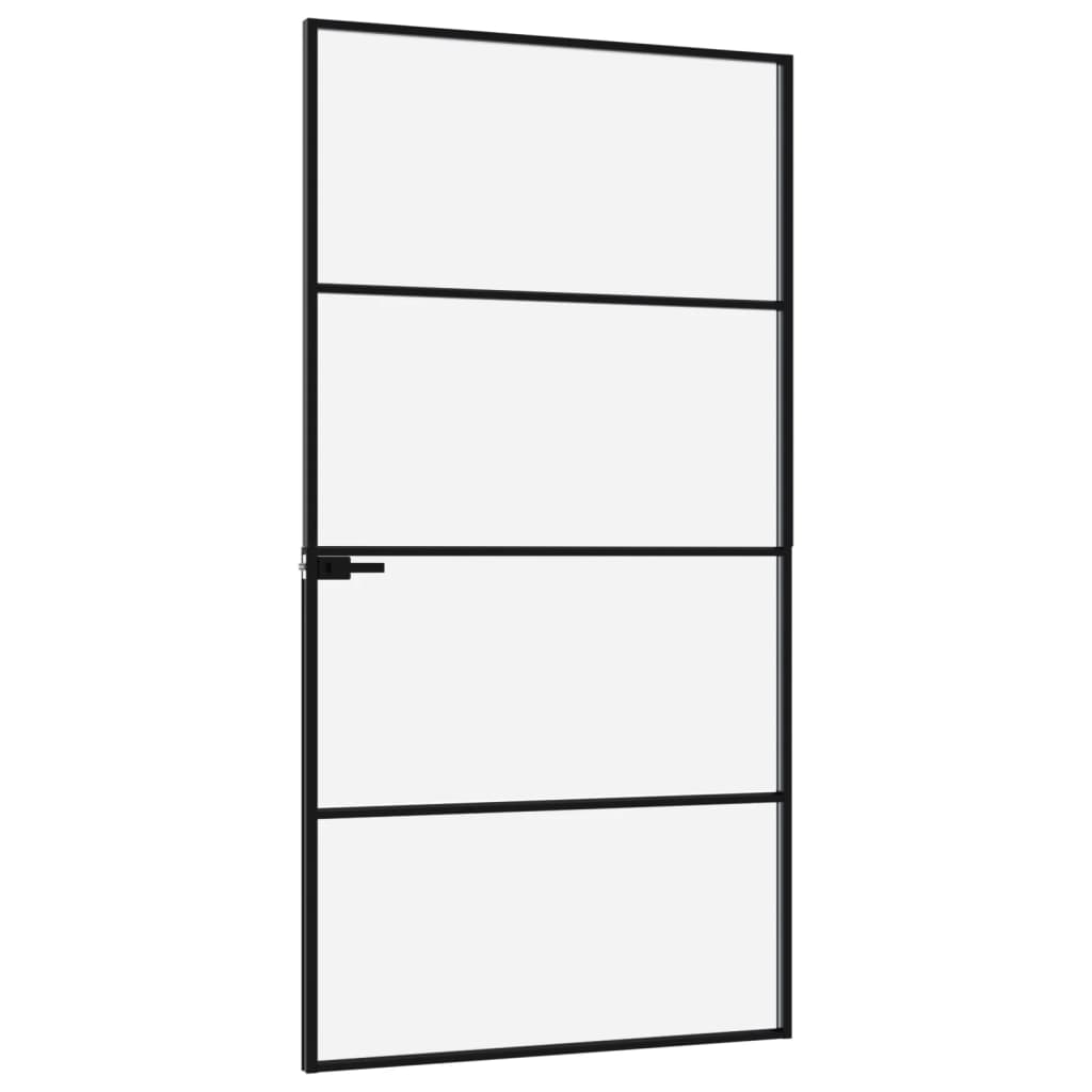 vidaXL Ușă de interior negru 102x201,5cm sticlă securiz./aluminiu slim