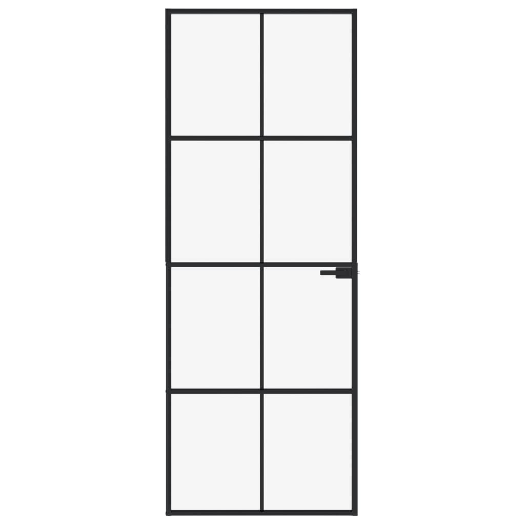vidaXL Ușă de interior negru 76x201,5 cm sticlă securiz./aluminiu slim