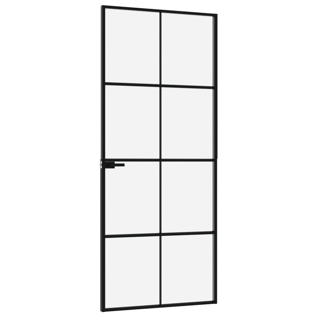 vidaXL Ușă de interior negru 83x201,5 cm sticlă securiz./aluminiu slim