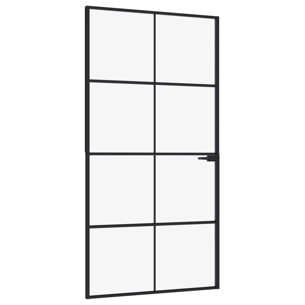 vidaXL Ușă de interior negru 102x201,5cm sticlă securiz./aluminiu slim