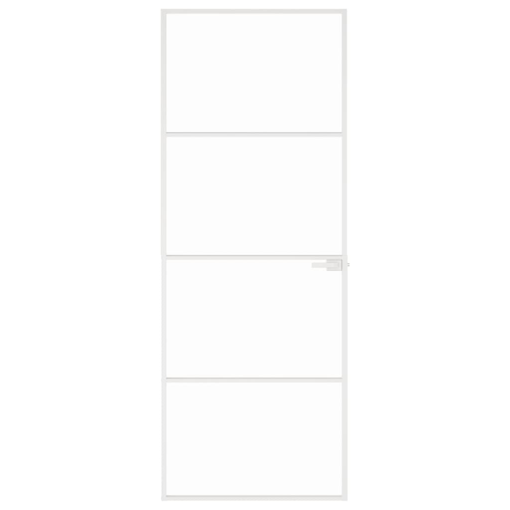 vidaXL Ușă de interior alb 76x201,5 cm sticlă securiz. / aluminiu slim