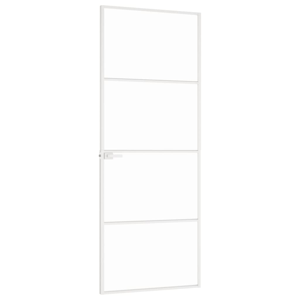 vidaXL Ușă de interior alb 76x201,5 cm sticlă securiz. / aluminiu slim