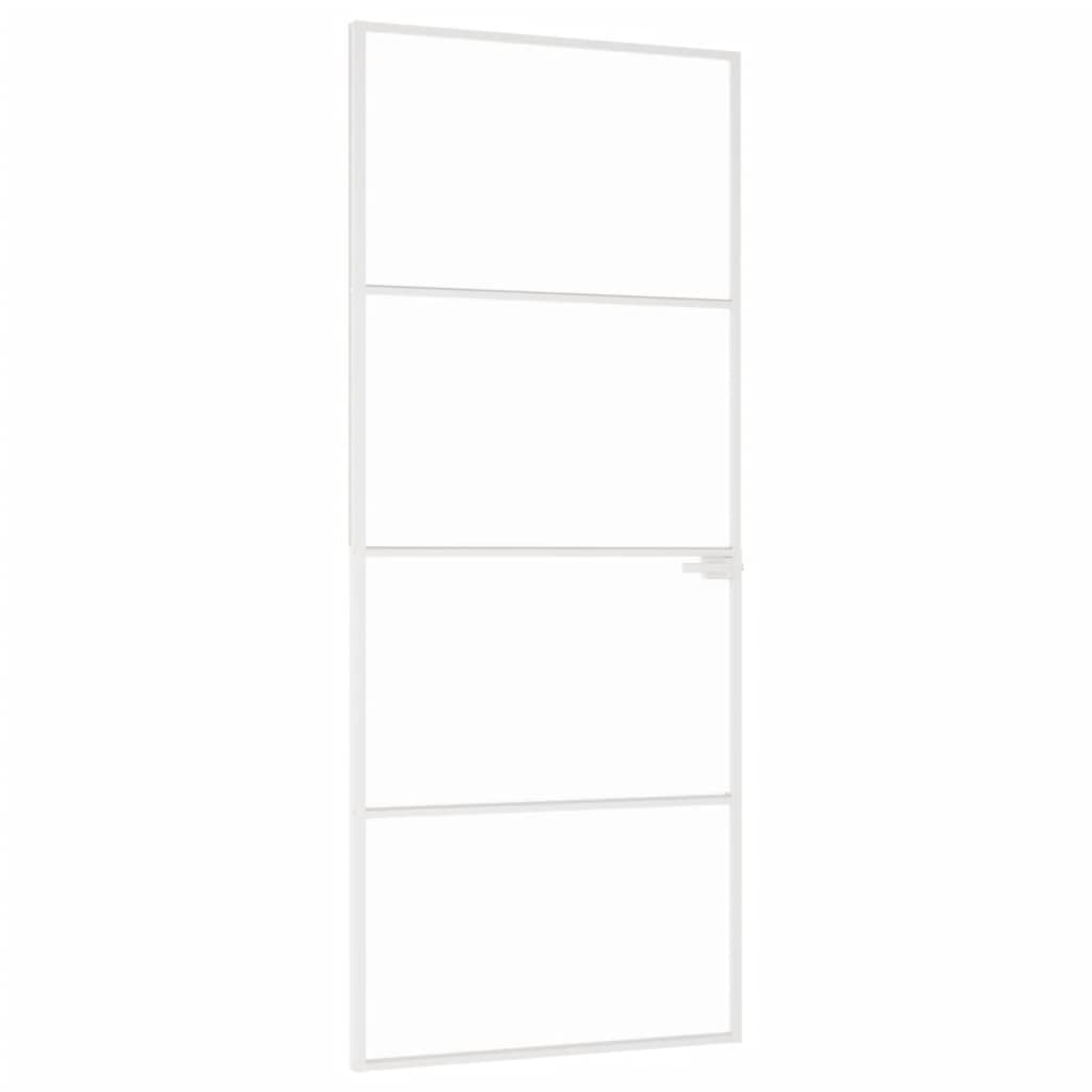 vidaXL Ușă de interior alb 83x201,5 cm sticlă securiz. / aluminiu slim