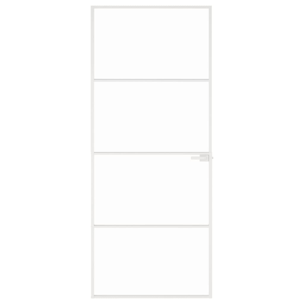 vidaXL Ușă de interior alb 83x201,5 cm sticlă securiz. / aluminiu slim
