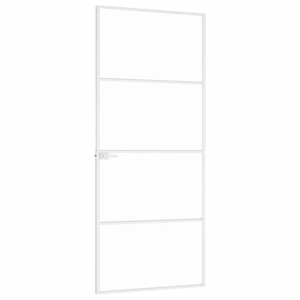 vidaXL Ușă de interior alb 83x201,5 cm sticlă securiz. / aluminiu slim