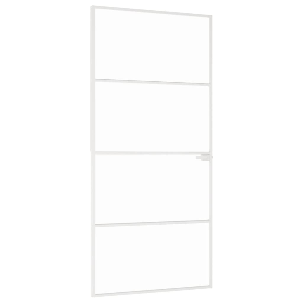 vidaXL Ușă de interior alb 93x201,5 cm sticlă securiz. / aluminiu slim