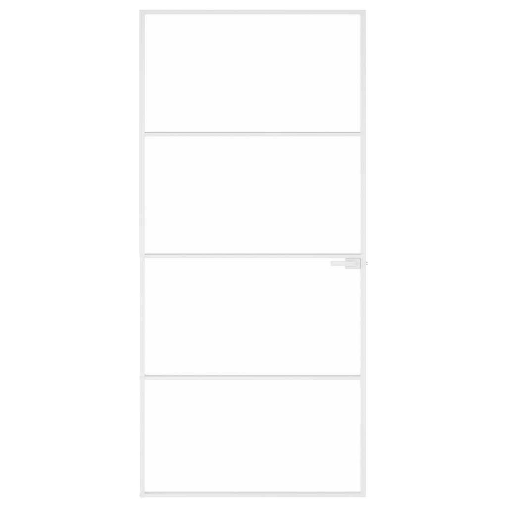 vidaXL Ușă de interior alb 93x201,5 cm sticlă securiz. / aluminiu slim