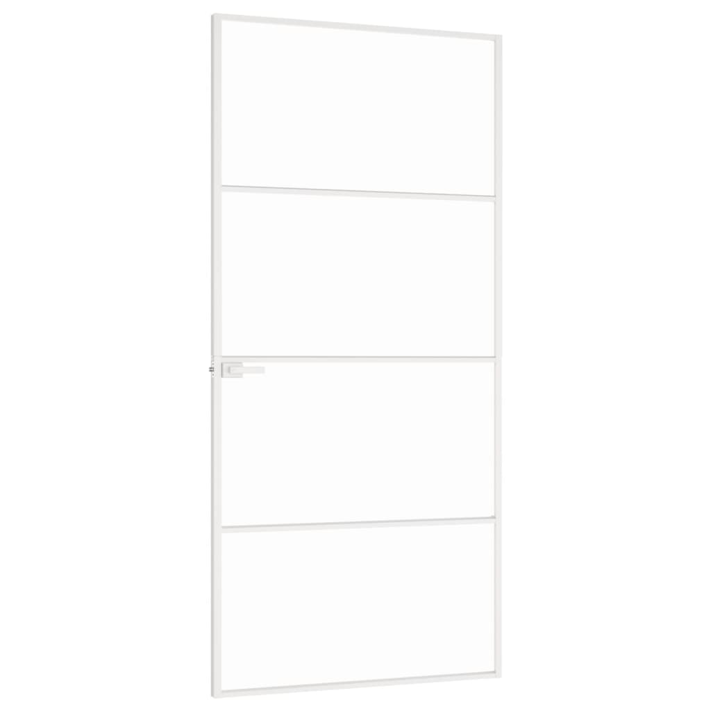 vidaXL Ușă de interior alb 93x201,5 cm sticlă securiz. / aluminiu slim