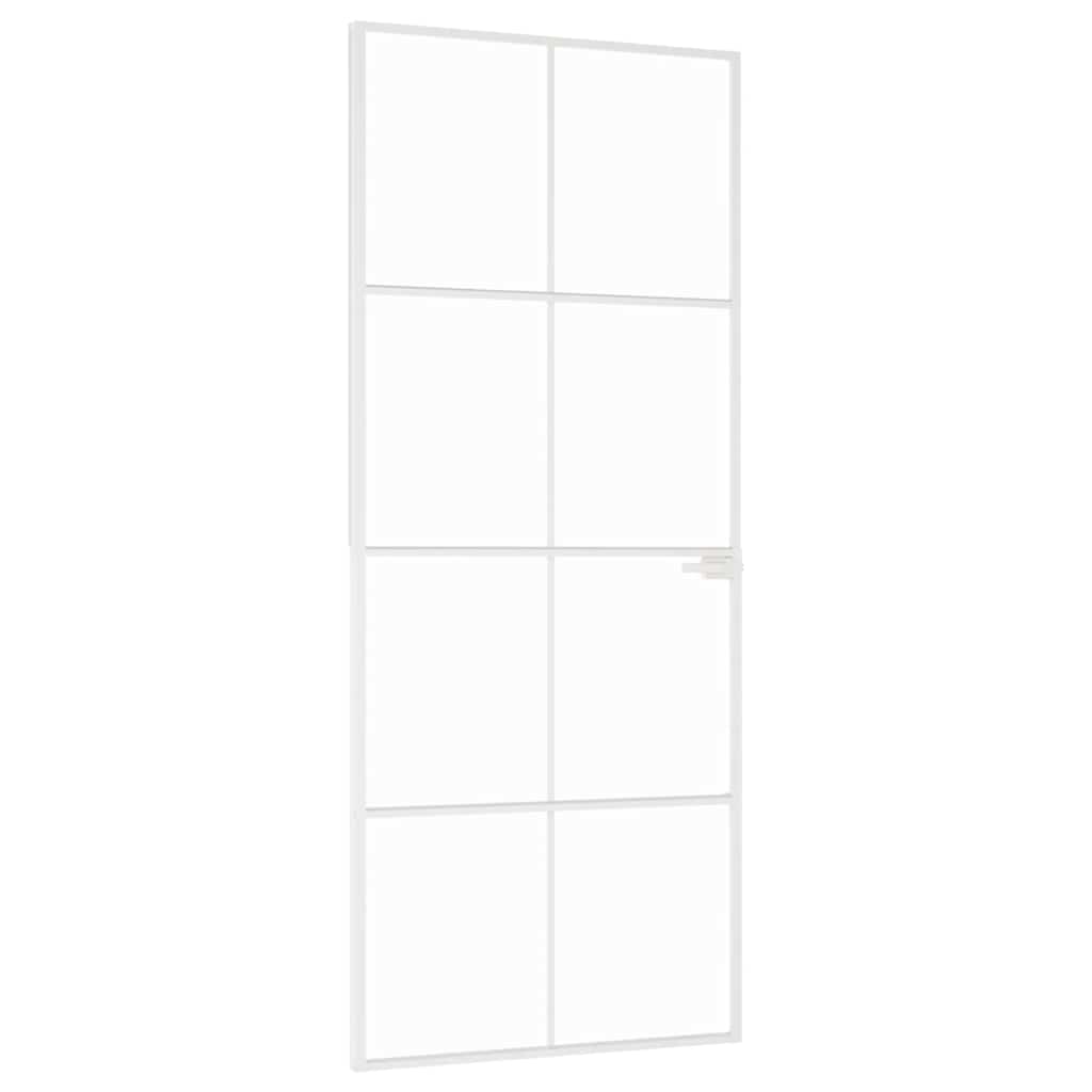vidaXL Ușă de interior alb 83x201,5 cm sticlă securiz. / aluminiu slim