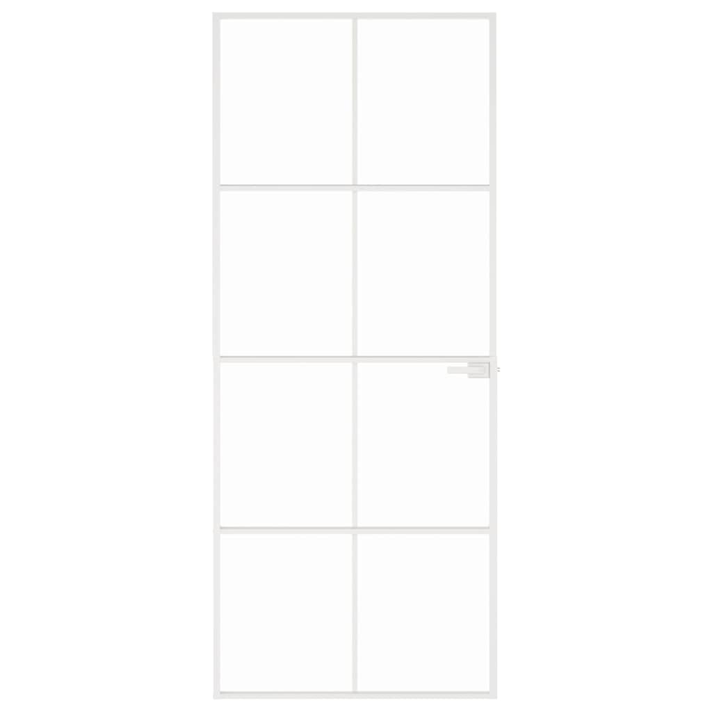 vidaXL Ușă de interior alb 83x201,5 cm sticlă securiz. / aluminiu slim