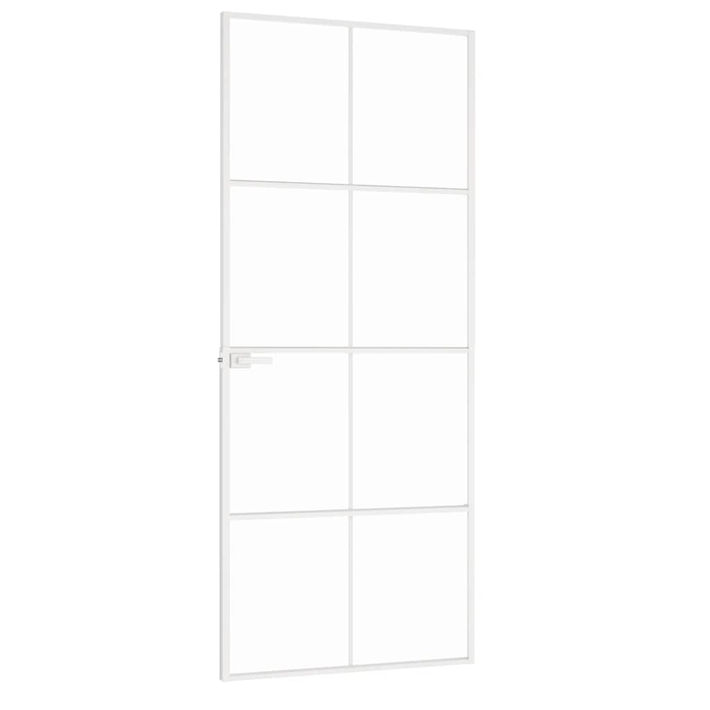 vidaXL Ușă de interior alb 83x201,5 cm sticlă securiz. / aluminiu slim