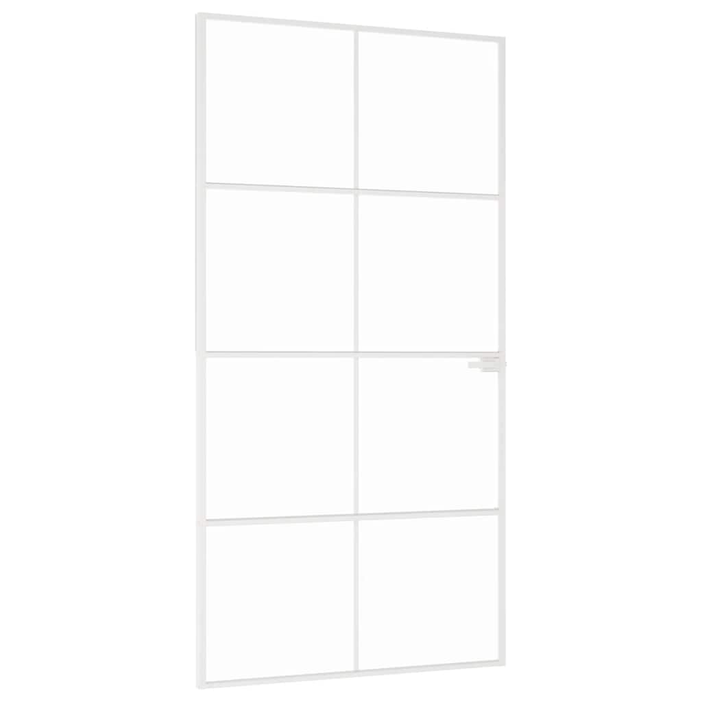 vidaXL Ușă de interior alb 102x201,5 cm sticlă securiz./aluminiu slim