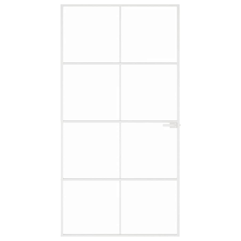 vidaXL Ușă de interior alb 102x201,5 cm sticlă securiz./aluminiu slim