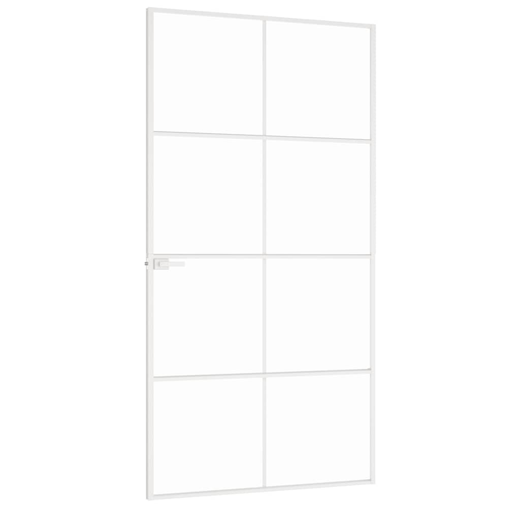 vidaXL Ușă de interior alb 102x201,5 cm sticlă securiz./aluminiu slim