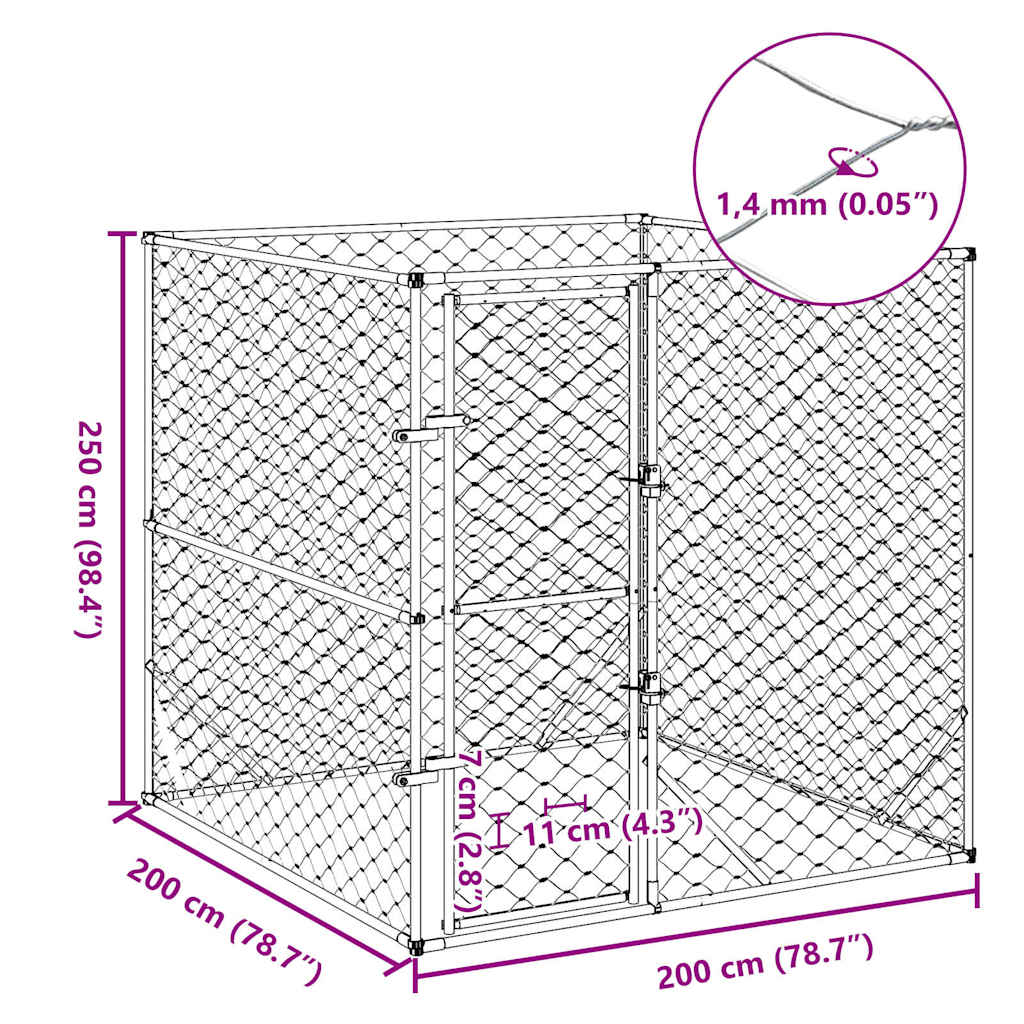vidaXL Padoc de exterior pentru câini argintiu 2x2x2 m oțel galvanizat vidaXL Padoc de exterior pentru câini argintiu 2x2x2 m oțel galvanizat