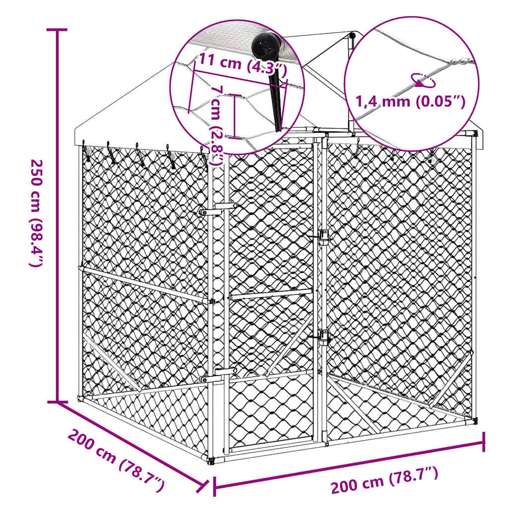 vidaXL Padoc de exterior cu acoperiș argintiu 2x2x2,5m oțel galvanizat vidaXL Padoc de exterior cu acoperiș argintiu 2x2x2,5m oțel galvanizat
