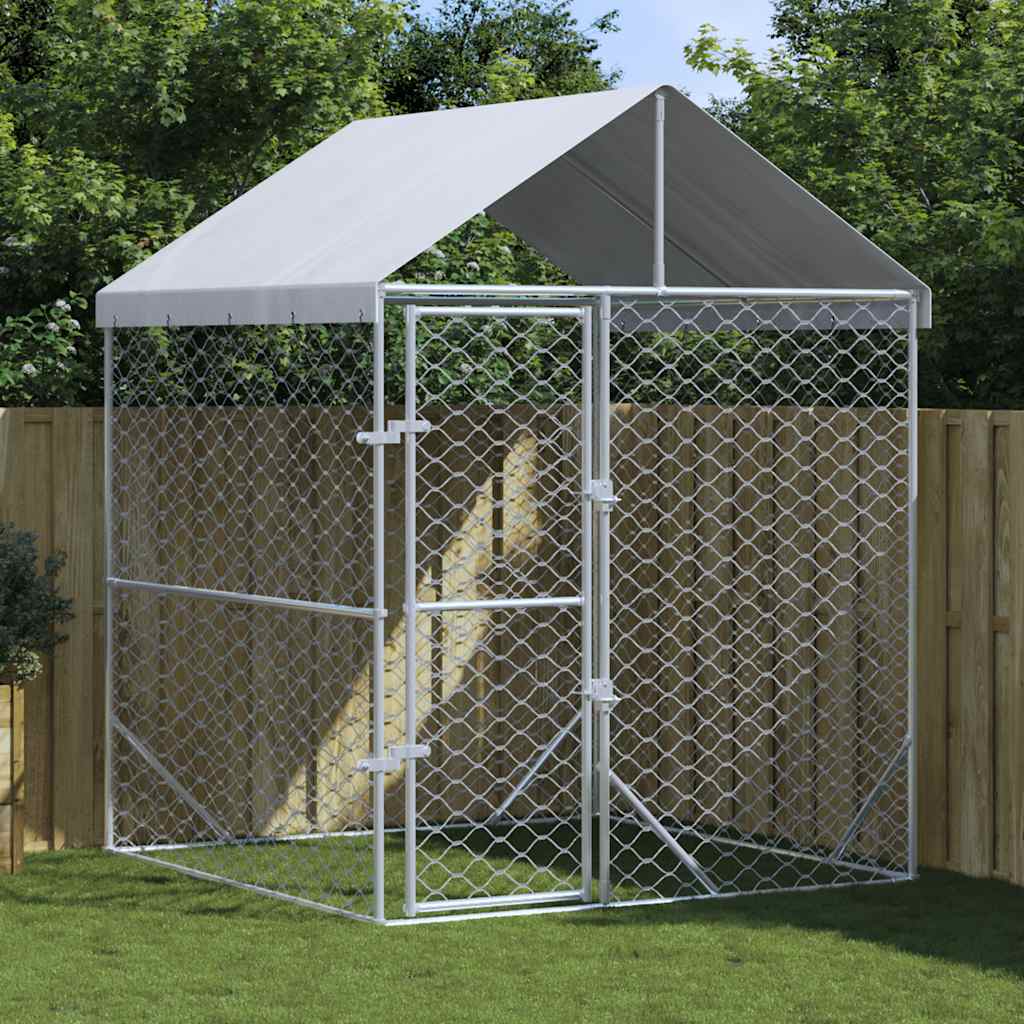 vidaXL Padoc de exterior cu acoperiș argintiu 2x2x2,5m oțel galvanizat vidaXL Padoc de exterior cu acoperiș argintiu 2x2x2,5m oțel galvanizat