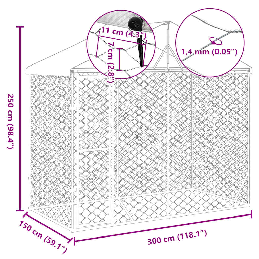 vidaXL Padoc de exterior&acoperiș argintiu 3x1,5x2,5 m oțel galvanizat
