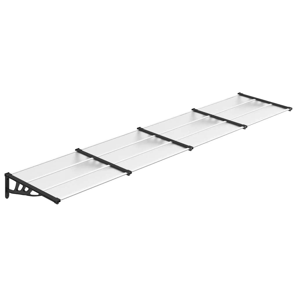vidaXL Copertină de ușă, negru și transparent, 396x90 cm, policarbonat vidaXL Copertină de ușă, negru și transparent, 396x90 cm, policarbonat