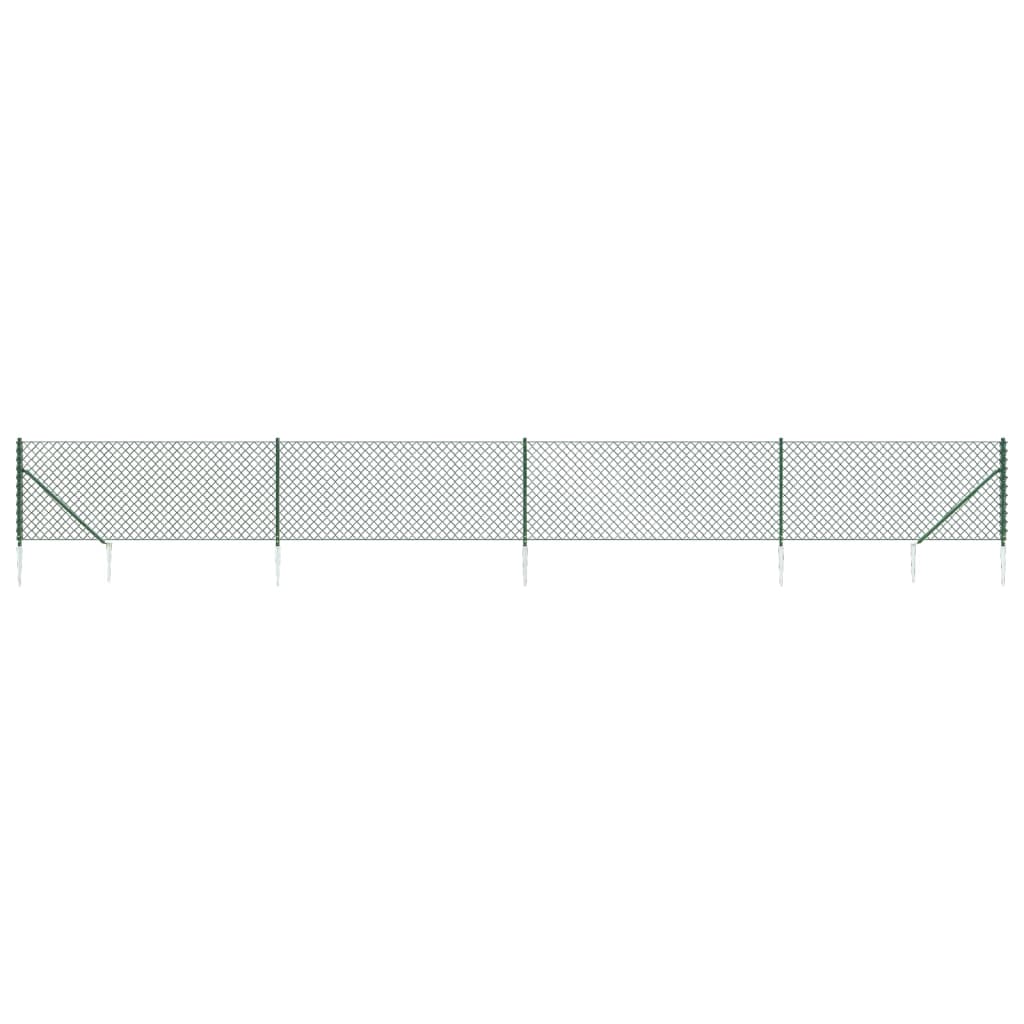 vidaXL Gard plasă de sârmă cu țăruși de fixare, verde, 0,8x10 m vidaXL Gard plasă de sârmă cu țăruși de fixare, verde, 0,8x10 m