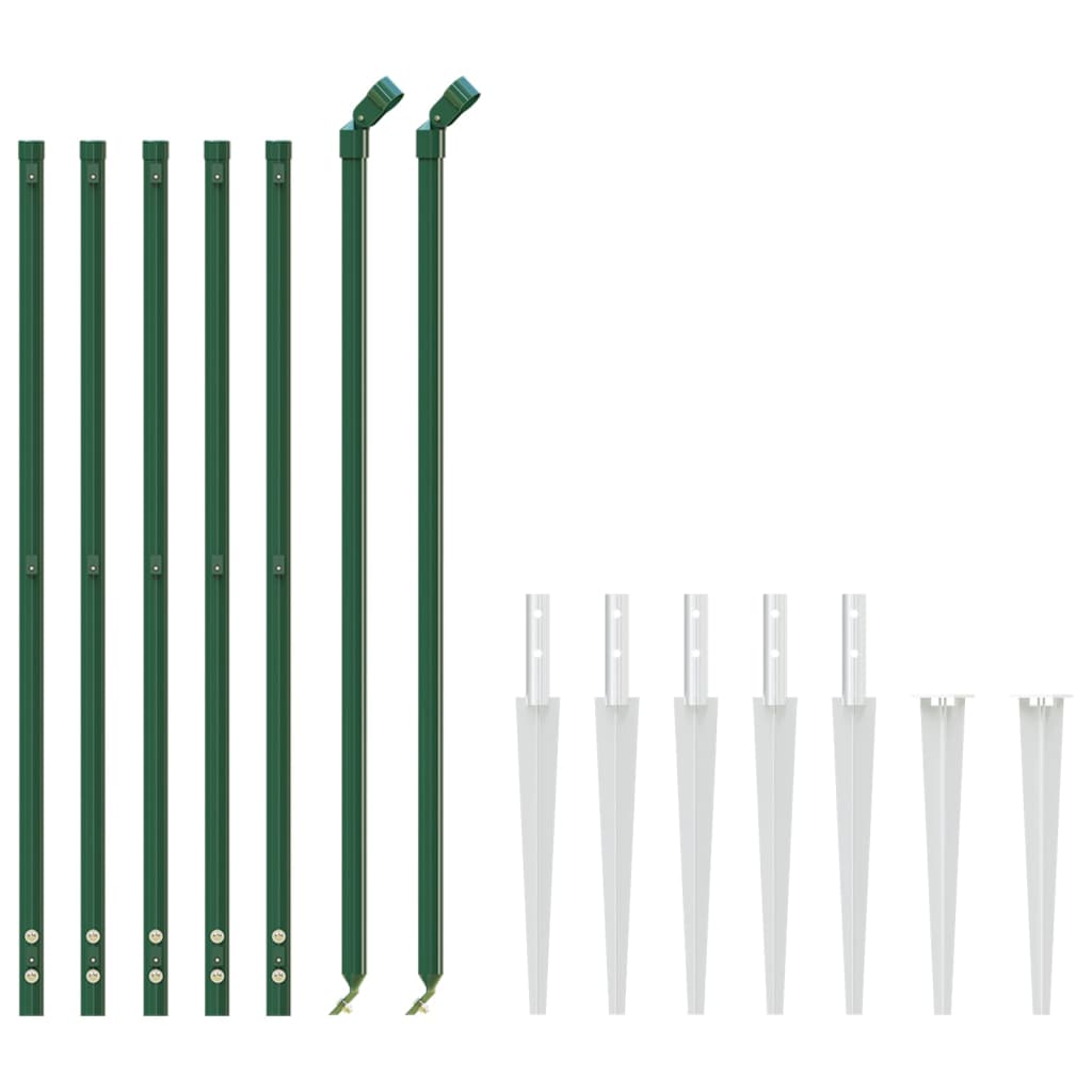 vidaXL Gard plasă de sârmă cu țăruși de fixare, verde, 0,8x10 m vidaXL Gard plasă de sârmă cu țăruși de fixare, verde, 0,8x10 m