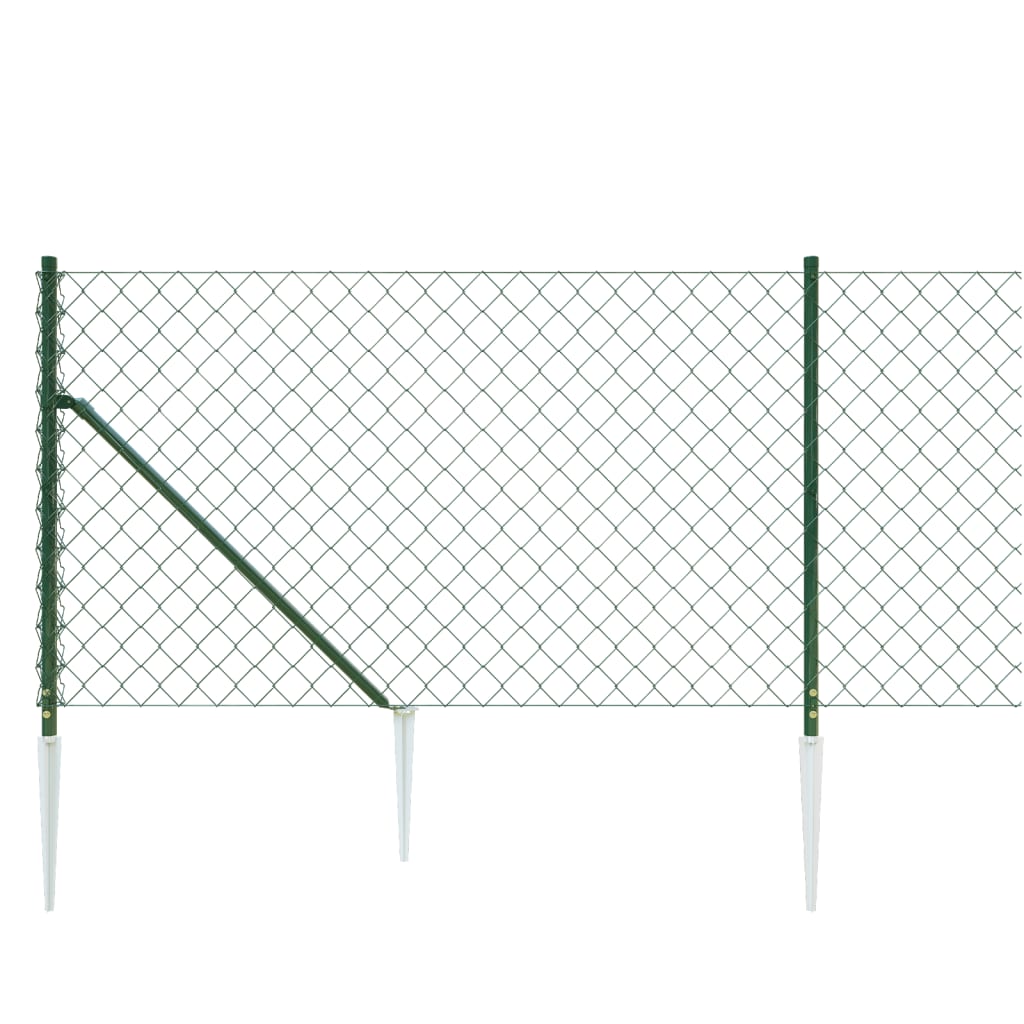 vidaXL Gard plasă de sârmă cu țăruși de fixare, verde, 0,8x10 m vidaXL Gard plasă de sârmă cu țăruși de fixare, verde, 0,8x10 m