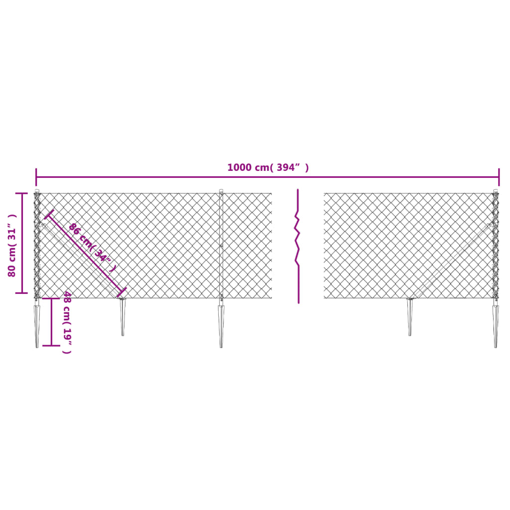 vidaXL Gard plasă de sârmă cu țăruși de fixare, verde, 0,8x10 m vidaXL Gard plasă de sârmă cu țăruși de fixare, verde, 0,8x10 m
