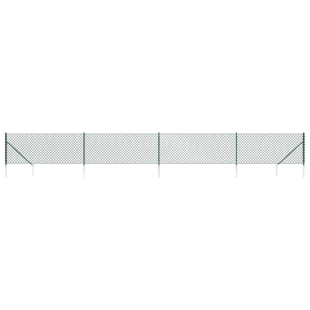 vidaXL Gard plasă de sârmă cu țăruși de fixare, verde, 1,1x10 m vidaXL Gard plasă de sârmă cu țăruși de fixare, verde, 1,1x10 m