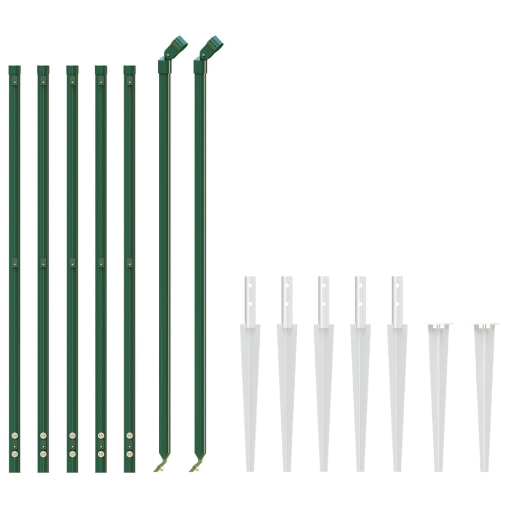 vidaXL Gard plasă de sârmă cu țăruși de fixare, verde, 1,1x10 m vidaXL Gard plasă de sârmă cu țăruși de fixare, verde, 1,1x10 m