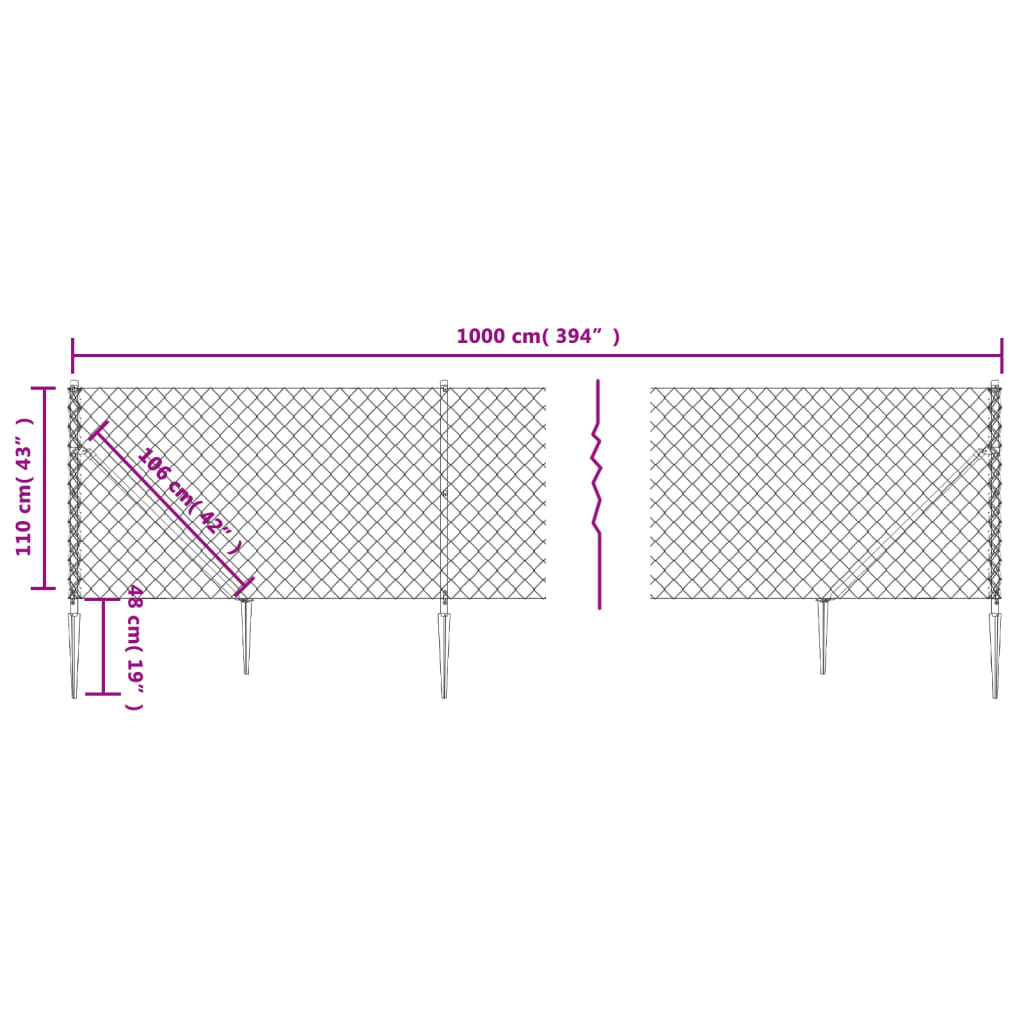 vidaXL Gard plasă de sârmă cu țăruși de fixare, verde, 1,1x10 m vidaXL Gard plasă de sârmă cu țăruși de fixare, verde, 1,1x10 m
