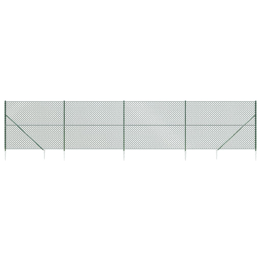 vidaXL Gard plasă de sârmă cu țăruși de fixare, verde, 1,4x10 m