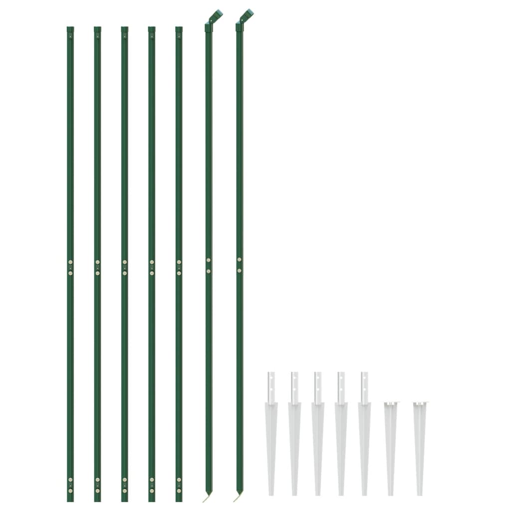 vidaXL Gard plasă de sârmă cu țăruși de fixare, verde, 1,4x10 m
