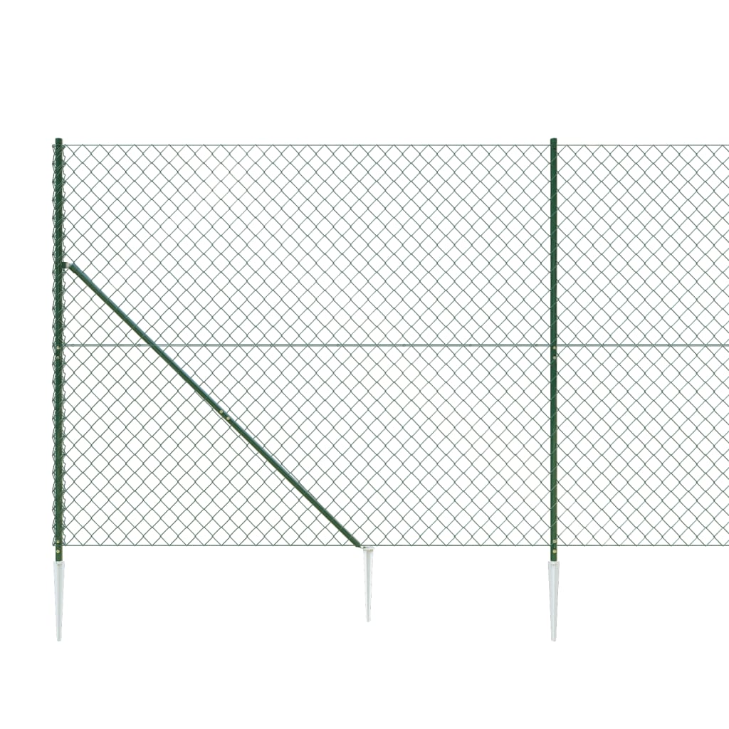 vidaXL Gard plasă de sârmă cu țăruși de fixare, verde, 1,4x10 m