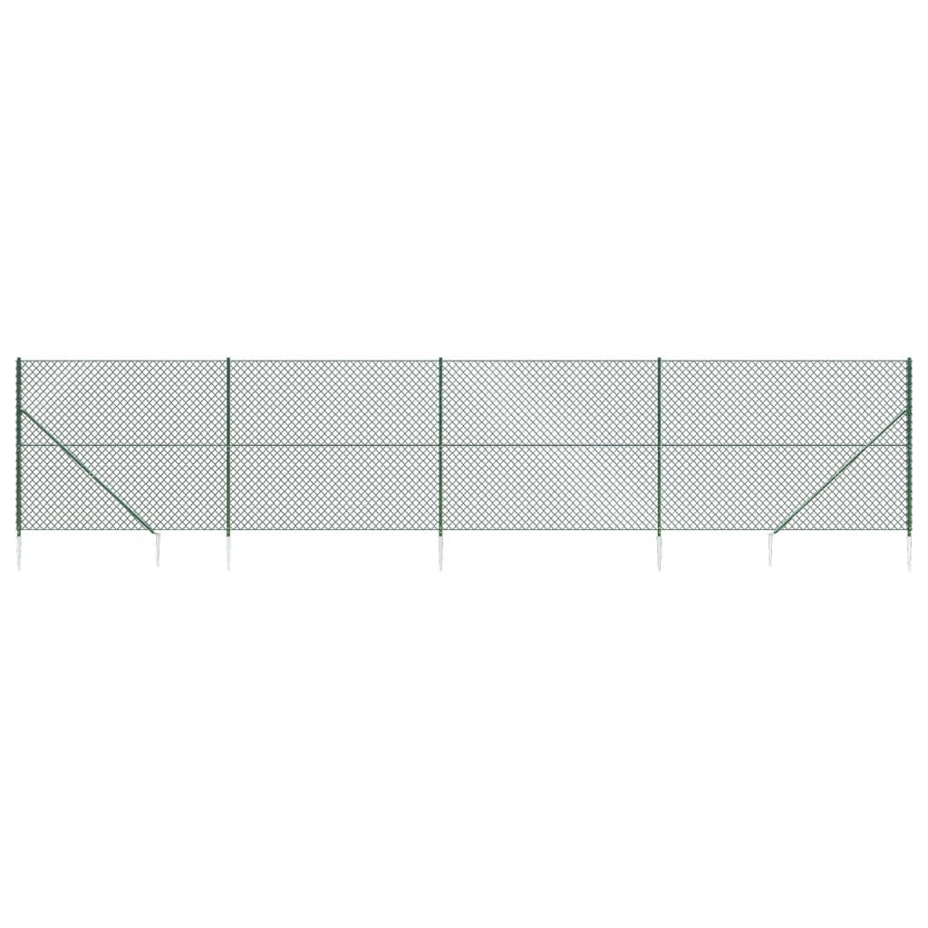 vidaXL Gard plasă de sârmă cu țăruși de fixare, verde, 1,6x10 m vidaXL Gard plasă de sârmă cu țăruși de fixare, verde, 1,6x10 m