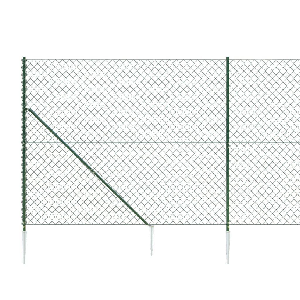 vidaXL Gard plasă de sârmă cu țăruși de fixare, verde, 1,6x10 m vidaXL Gard plasă de sârmă cu țăruși de fixare, verde, 1,6x10 m