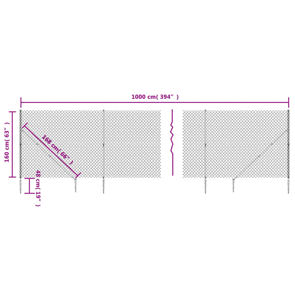 vidaXL Gard plasă de sârmă cu țăruși de fixare, verde, 1,6x10 m vidaXL Gard plasă de sârmă cu țăruși de fixare, verde, 1,6x10 m